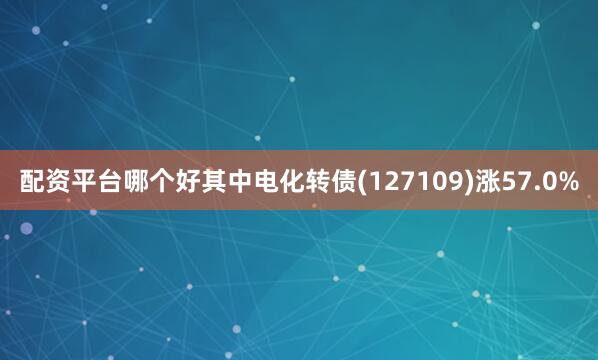 配资平台哪个好其中电化转债(127109)涨57.0%